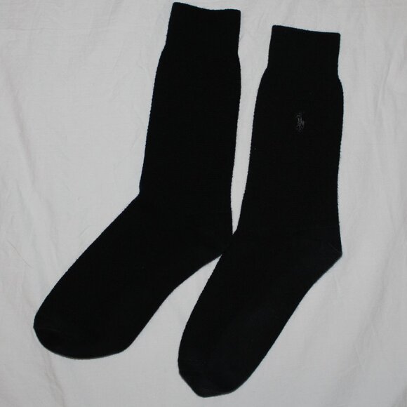 Polo Ralph Lauren Men’s 3-Set Solid Black Textured Polo Pony Dress Socks - Picture 6 of 11